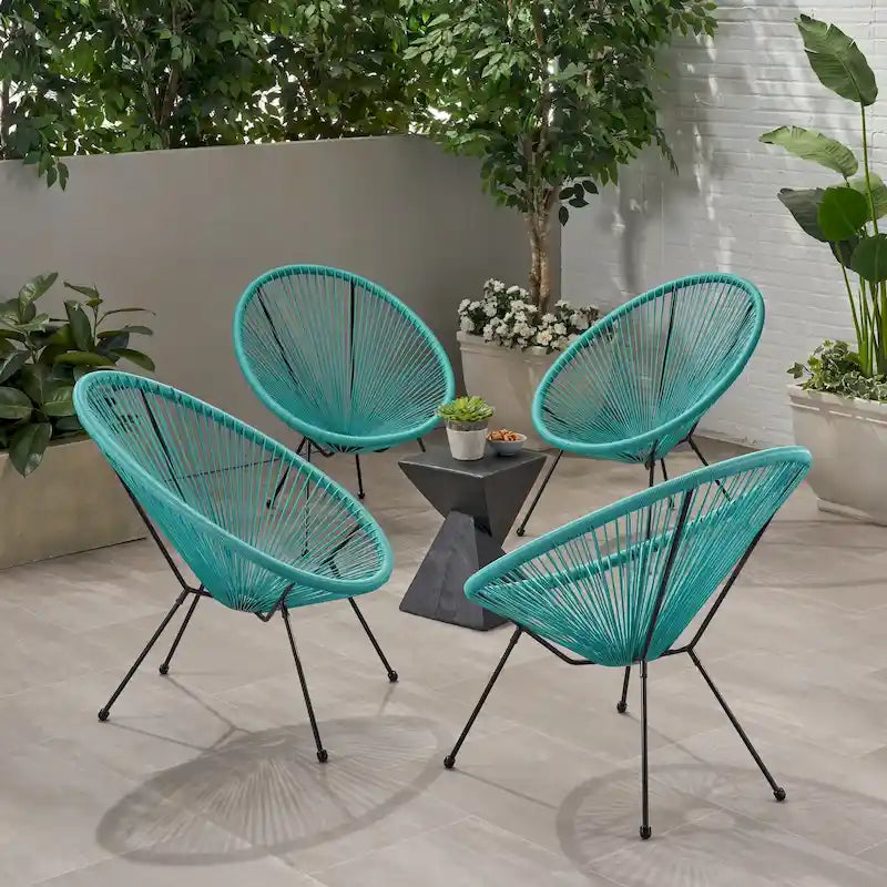 Anson Outdoor Steel/ PE Rattan Hammock Weave Chair (Set of 4) by Christopher Knight Home