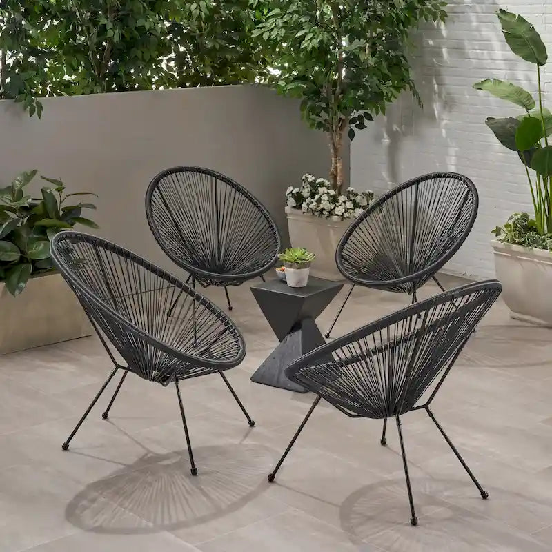 Anson Outdoor Steel/ PE Rattan Hammock Weave Chair (Set of 4) by Christopher Knight Home