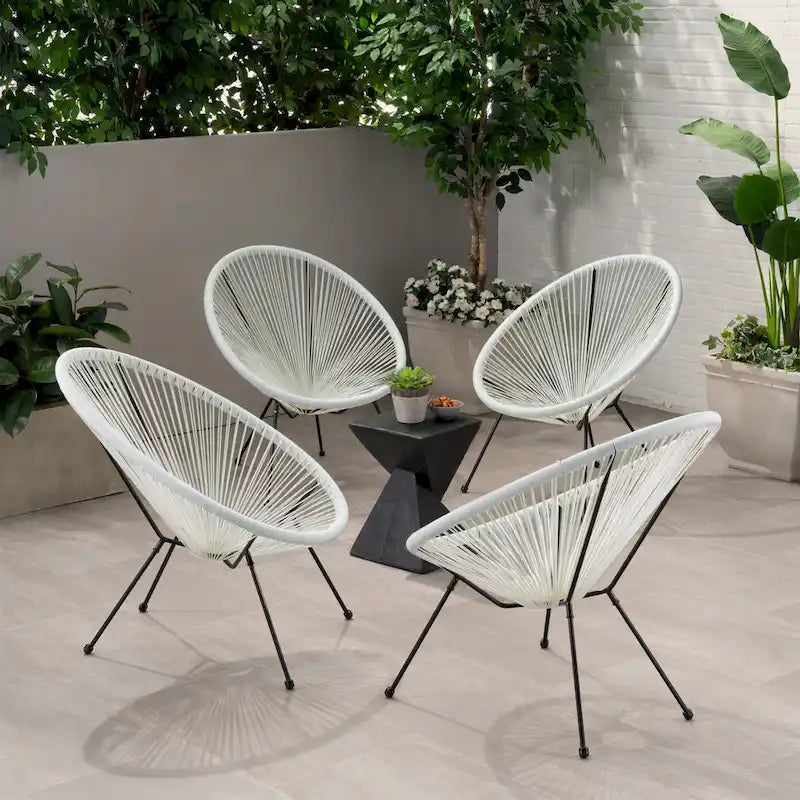 Anson Outdoor Steel/ PE Rattan Hammock Weave Chair (Set of 4) by Christopher Knight Home