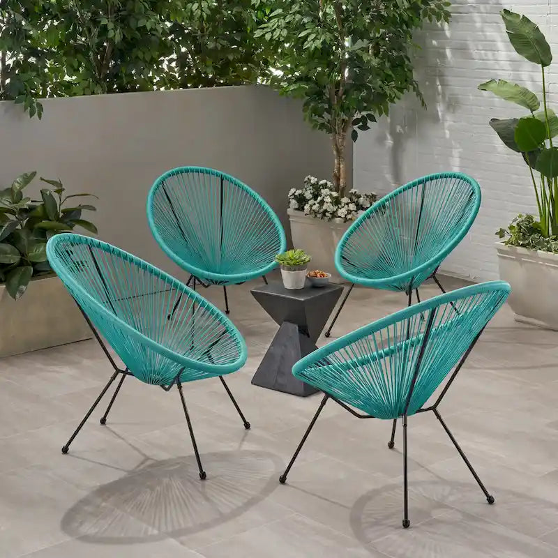 Anson Outdoor Steel/ PE Rattan Hammock Weave Chair (Set of 4) by Christopher Knight Home