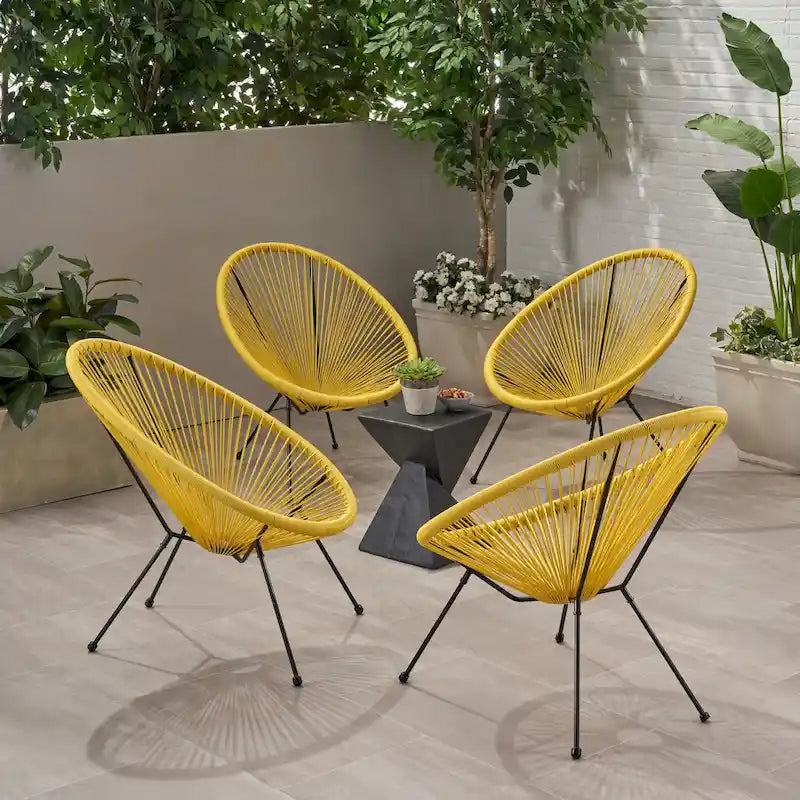Anson Outdoor Steel/ PE Rattan Hammock Weave Chair (Set of 4) by Christopher Knight Home