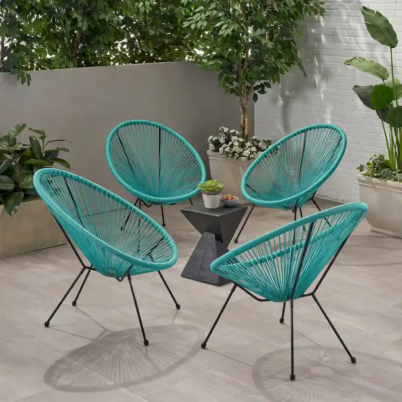 Anson Outdoor Steel/ PE Rattan Hammock Weave Chair (Set of 4) by Christopher Knight Home