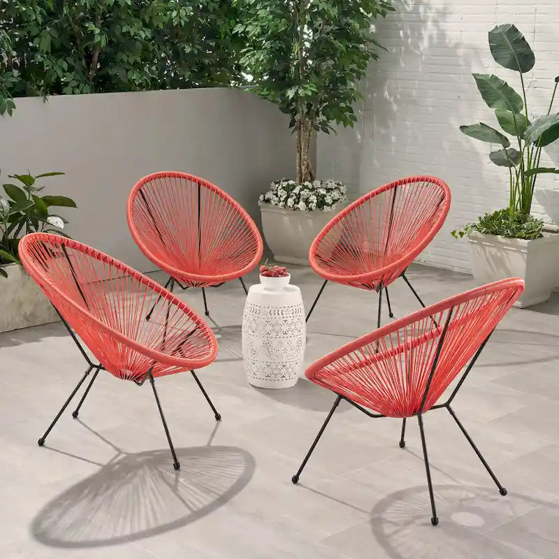 Anson Outdoor Steel/ PE Rattan Hammock Weave Chair (Set of 4) by Christopher Knight Home