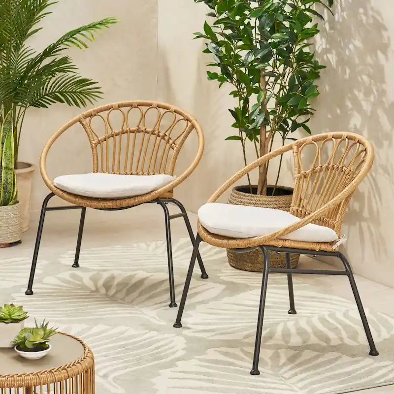 Banya Outdoor Faux Wicker Chairs (Set of 2) by Christopher Knight Home