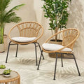 Banya Outdoor Faux Wicker Chairs (Set of 2) by Christopher Knight Home