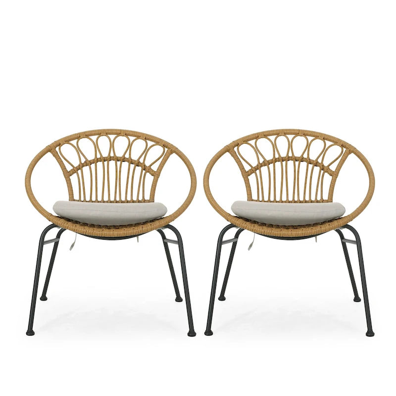 Banya Outdoor Faux Wicker Chairs (Set of 2) by Christopher Knight Home