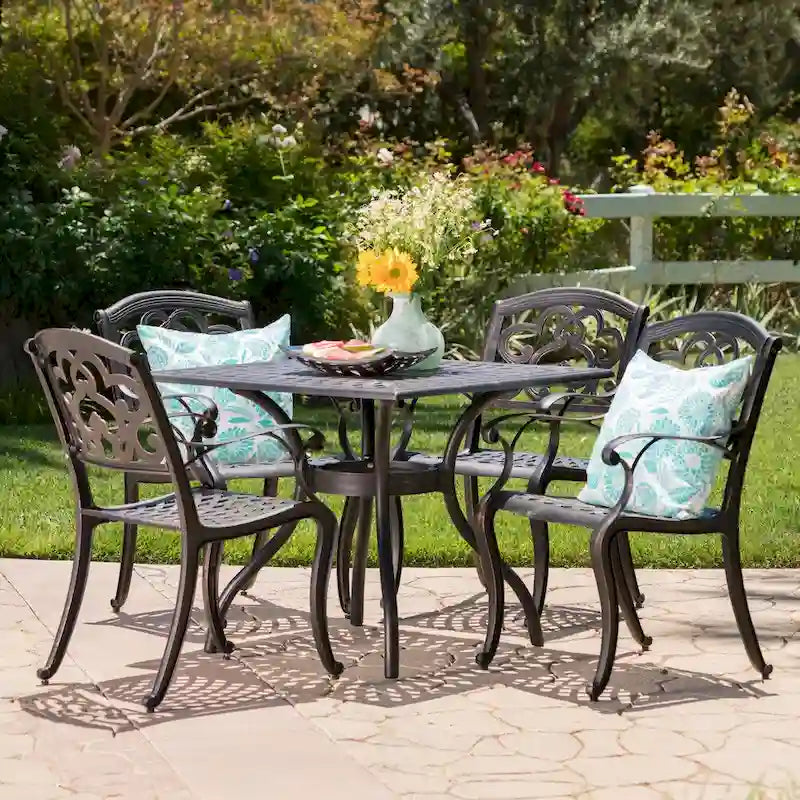 Austin Outdoor 5-piece Cast Aluminum Square Dining Set by Christopher Knight Home
