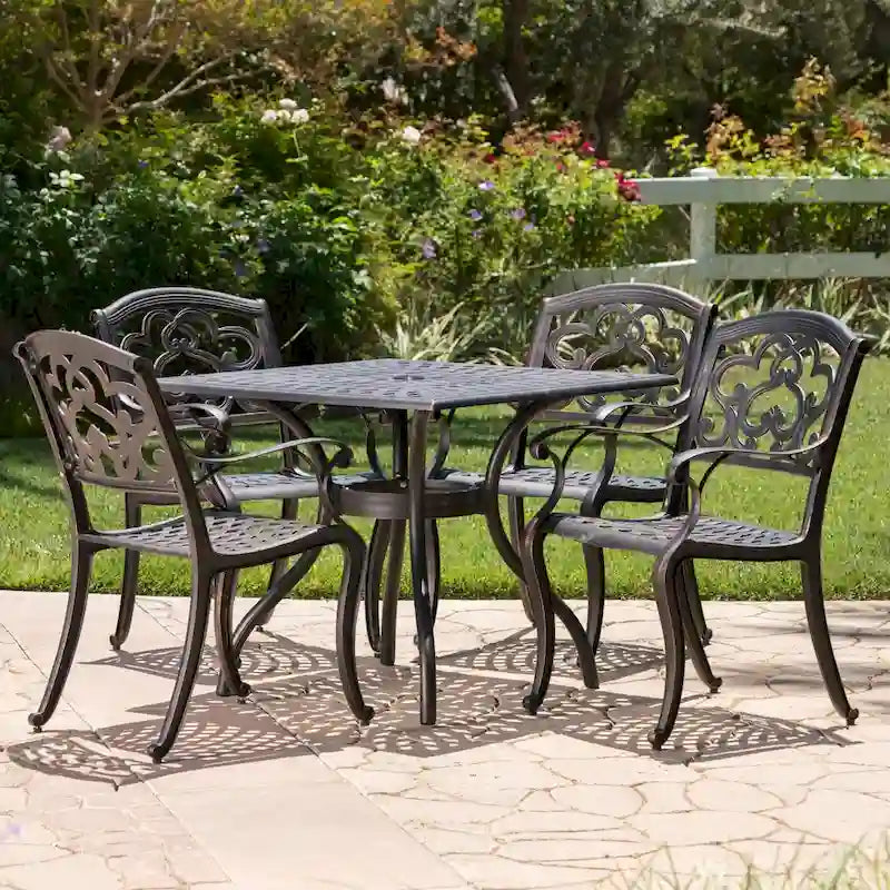 Austin Outdoor 5-piece Cast Aluminum Square Dining Set by Christopher Knight Home