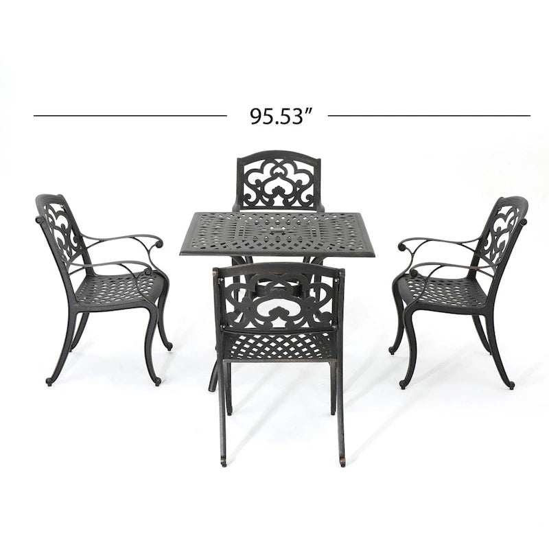 Austin Outdoor 5-piece Cast Aluminum Square Dining Set by Christopher Knight Home