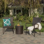 Christopher Knight Home Littleton Outdoor 3-Piece Wicker Stacking Chair Chat Set - N/A