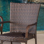 Christopher Knight Home Littleton Outdoor 3-Piece Wicker Stacking Chair Chat Set - N/A