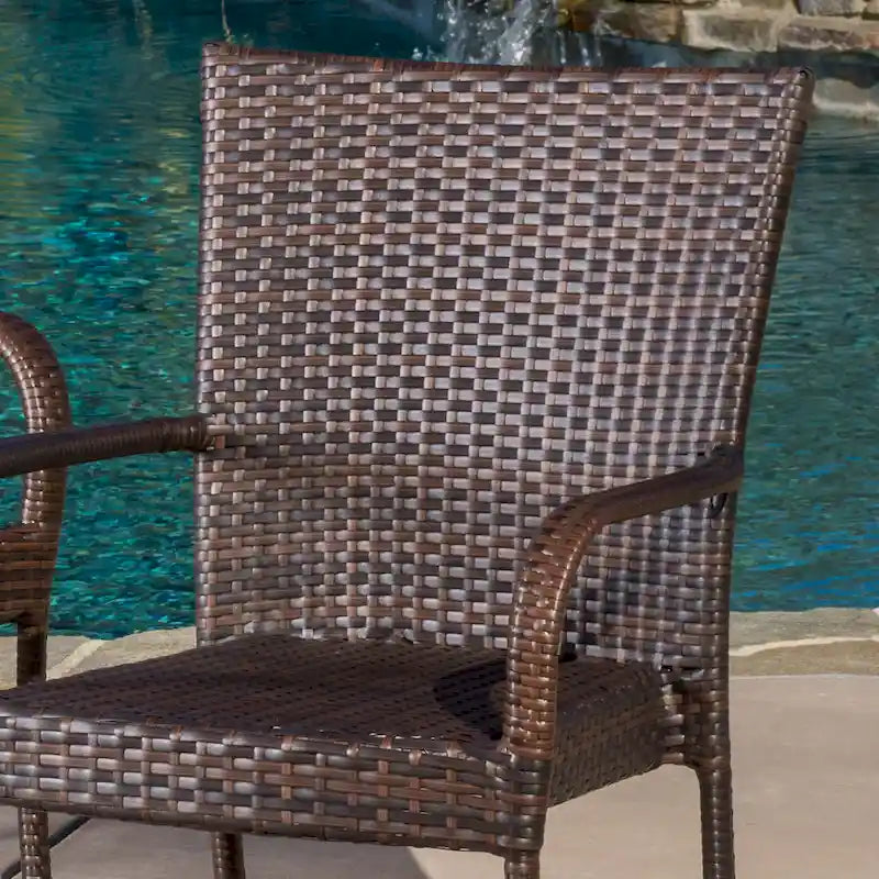 Christopher Knight Home Littleton Outdoor 3-Piece Wicker Stacking Chair Chat Set - N/A