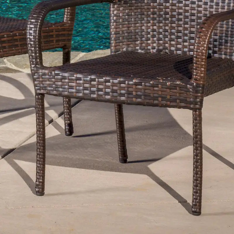 Christopher Knight Home Littleton Outdoor 3-Piece Wicker Stacking Chair Chat Set - N/A