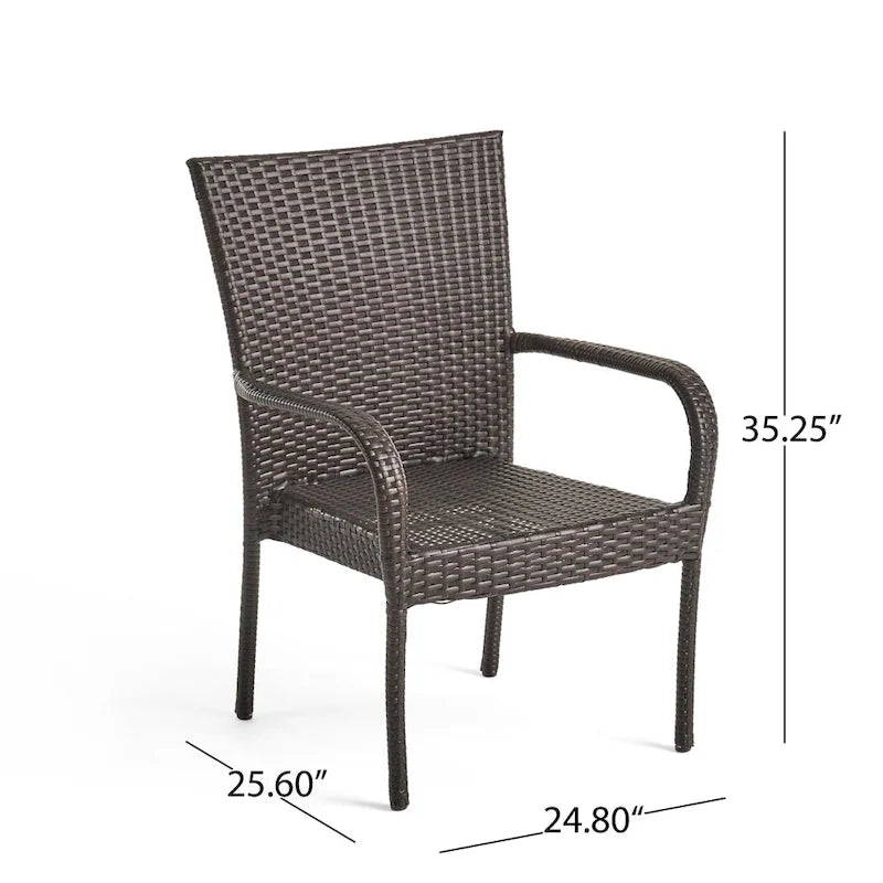 Christopher Knight Home Littleton Outdoor 3-Piece Wicker Stacking Chair Chat Set - N/A