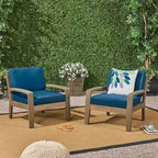 Grenada Outdoor Acacia Wood Club Chairs with Cushions (Set of 2) by Christopher Knight Home