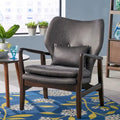Mid-Century Modern Club Chair, Button-Tufted, Birch Legs – Slate / Brown / Mustard / Salmon, Single