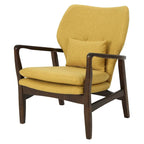 Mid-Century Modern Club Chair, Button-Tufted, Birch Legs – Slate / Brown / Mustard / Salmon, Single
