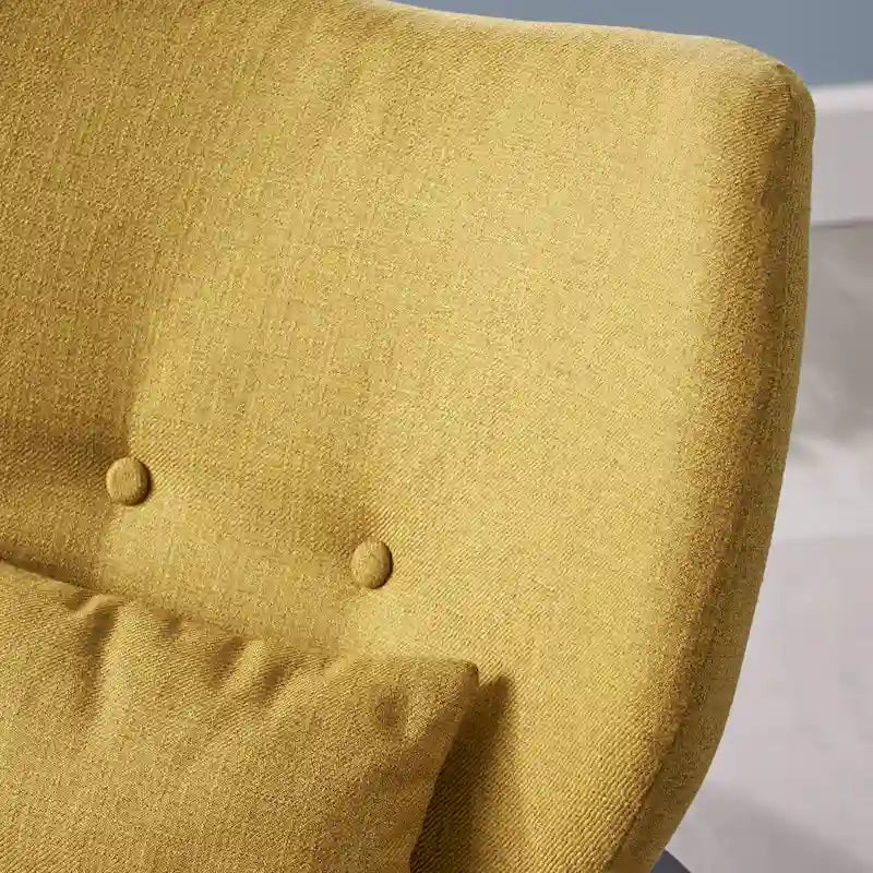 Mid-Century Modern Club Chair, Button-Tufted, Birch Legs – Slate / Brown / Mustard / Salmon, Single