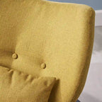 Mid-Century Modern Club Chair, Button-Tufted, Birch Legs – Slate / Brown / Mustard / Salmon, Single