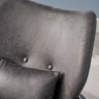 Mid-Century Modern Club Chair, Button-Tufted, Birch Legs – Slate / Brown / Mustard / Salmon, Single