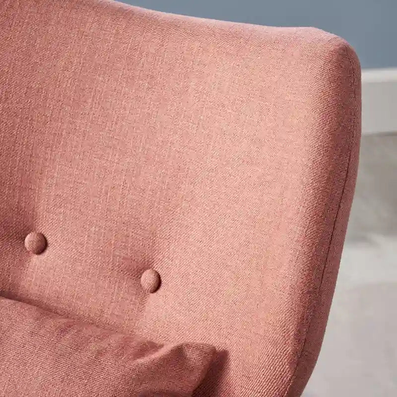 Mid-Century Modern Club Chair, Button-Tufted, Birch Legs – Slate / Brown / Mustard / Salmon, Single