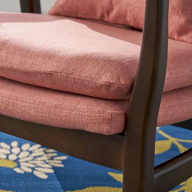 Mid-Century Modern Club Chair, Button-Tufted, Birch Legs – Slate / Brown / Mustard / Salmon, Single