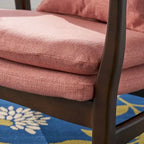 Mid-Century Modern Club Chair, Button-Tufted, Birch Legs – Slate / Brown / Mustard / Salmon, Single