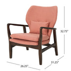 Mid-Century Modern Club Chair, Button-Tufted, Birch Legs – Slate / Brown / Mustard / Salmon, Single