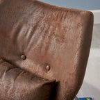 Mid-Century Modern Club Chair, Button-Tufted, Birch Legs – Slate / Brown / Mustard / Salmon, Single