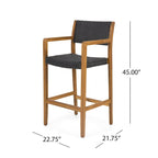 Genesee Outdoor Acacia Barstool with Wicker (Set of 4) by Christopher Knight Home