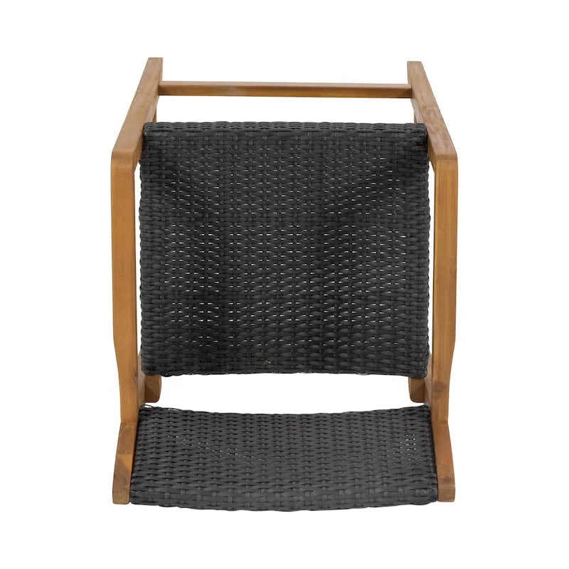 Genesee Outdoor Acacia Barstool with Wicker (Set of 4) by Christopher Knight Home