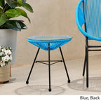 Nusa Outdoor Modern Wicker Side Table with Tempered Glass Top by Christopher Knight Home
