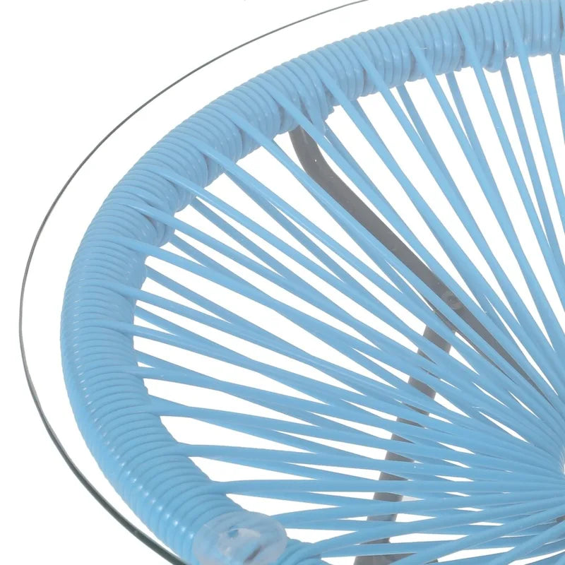 Nusa Outdoor Modern Wicker Side Table with Tempered Glass Top by Christopher Knight Home