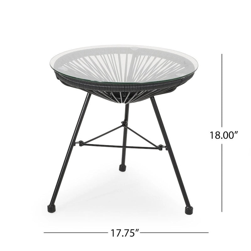 Nusa Outdoor Modern Wicker Side Table with Tempered Glass Top by Christopher Knight Home