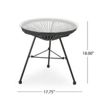 Nusa Outdoor Modern Wicker Side Table with Tempered Glass Top by Christopher Knight Home