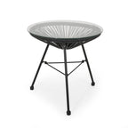Nusa Outdoor Modern Wicker Side Table with Tempered Glass Top by Christopher Knight Home