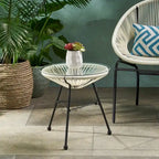 Nusa Outdoor Modern Wicker Side Table with Tempered Glass Top by Christopher Knight Home