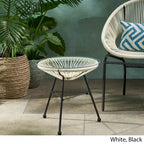 Nusa Outdoor Modern Wicker Side Table with Tempered Glass Top by Christopher Knight Home