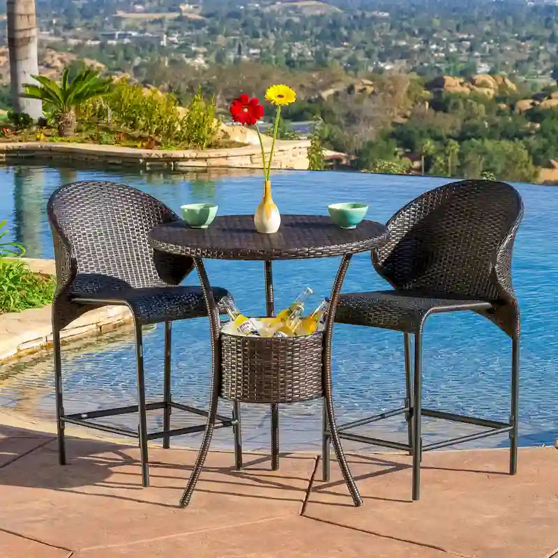 Oyster Bay Outdoor Wicker Bar Table by Christopher Knight Home - 26.00L x 33.50W x 24.60H