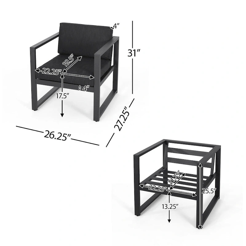 Navan Outdoor Aluminum Club Chairs (Set of 2) by Christopher Knight Home