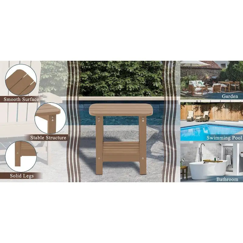 18.9 Outdoor Square Double Floor HIPS Resin Side Table
