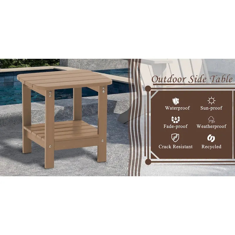 18.9 Outdoor Square Double Floor HIPS Resin Side Table