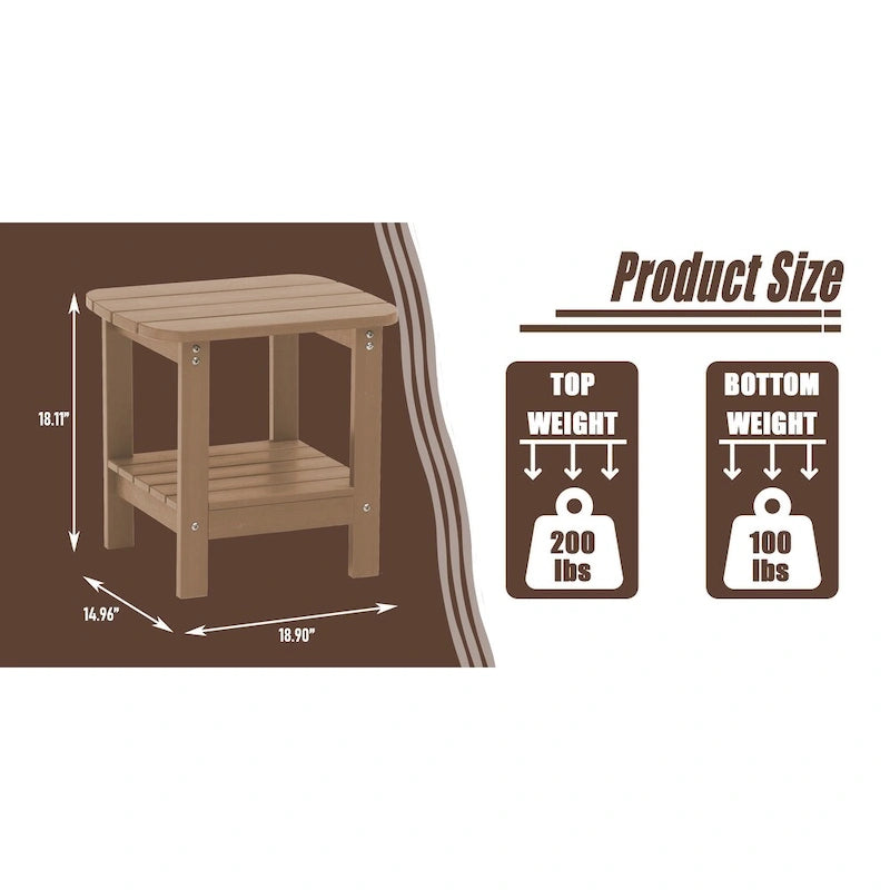 18.9 Outdoor Square Double Floor HIPS Resin Side Table