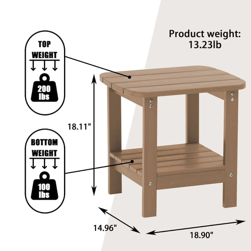 18.9 Outdoor Square Double Floor HIPS Resin Side Table