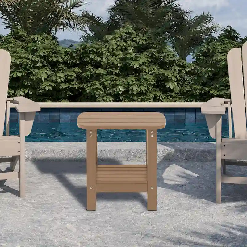 18.9 Outdoor Square Double Floor HIPS Resin Side Table