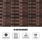 Abrihome Outdoor 5-Piece Dark Brown Wicker Dining Set with Square Rattan Gas Fire Pit Table