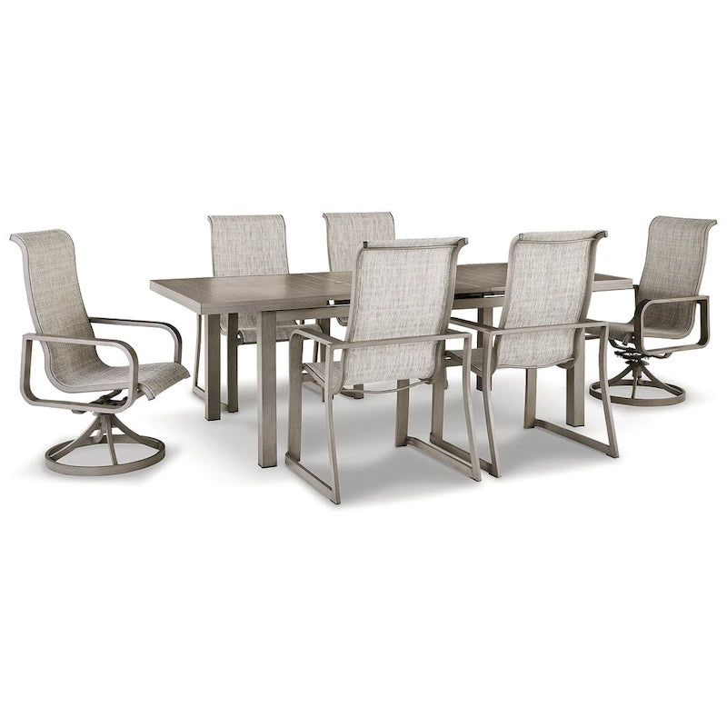 Signature Design by Ashley Beach Front Beige 7-Piece Outdoor Dining Package - 42W x 71/94D x 30H