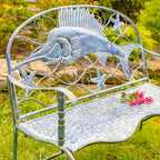 Coastal Swordfish Bench with Curved Seat - 50.39x19.29x39.37