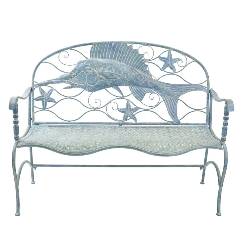 Coastal Swordfish Bench with Curved Seat - 50.39x19.29x39.37