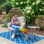 Rio Vista Sandstone Swivel Egg Chair Set with Side Table (2-Piece)